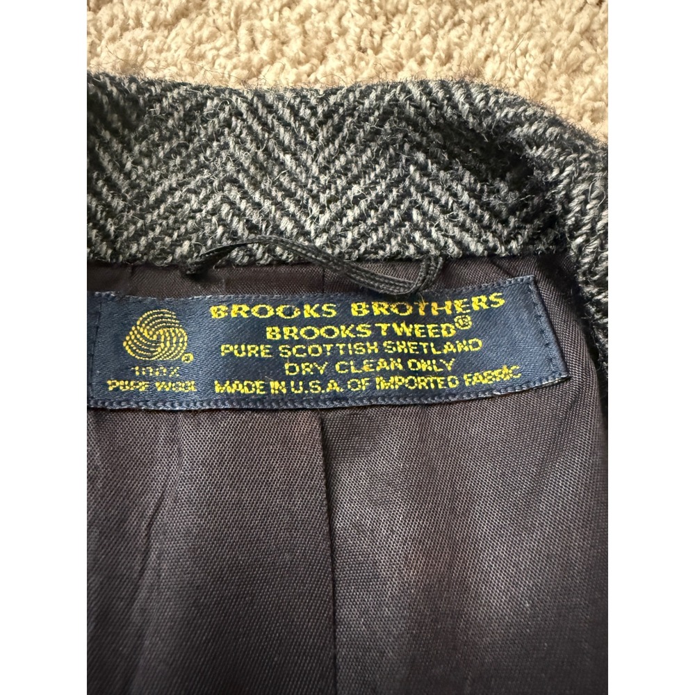 Brooks Brothers BrooksTweed Grey Herringbone Shetland Wool Blazer Sport Coat 43R - Picture 3 of 9